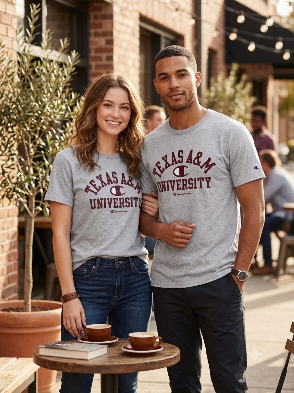 Champion Heather Gray Texas A&M Maroon Logo Short Sleeve Tee, Size Small